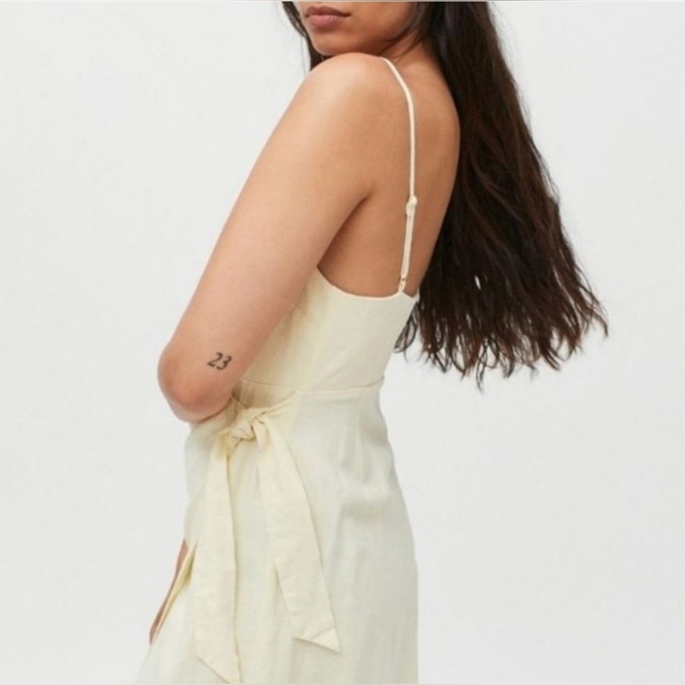 Urban Outfitters ‘Flashing Lights’ Linen Wrap Midi Dress Size Large - Picture 7 of 12